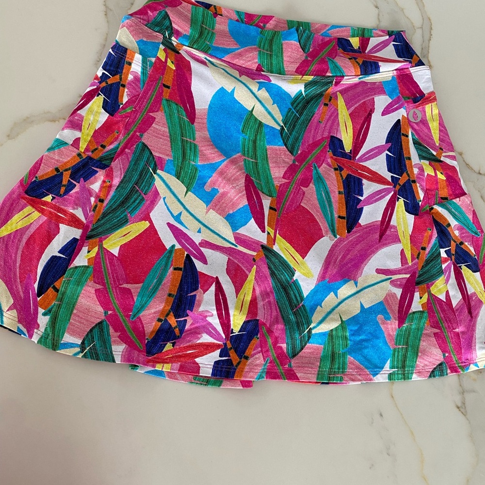 Vibrant Multicolor Tropical Print Skirt